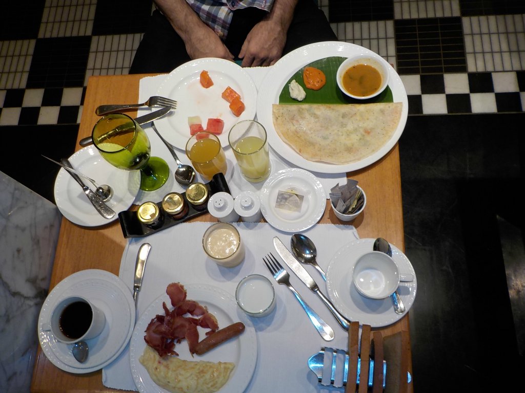 A breakfast in the hotel's restaurant