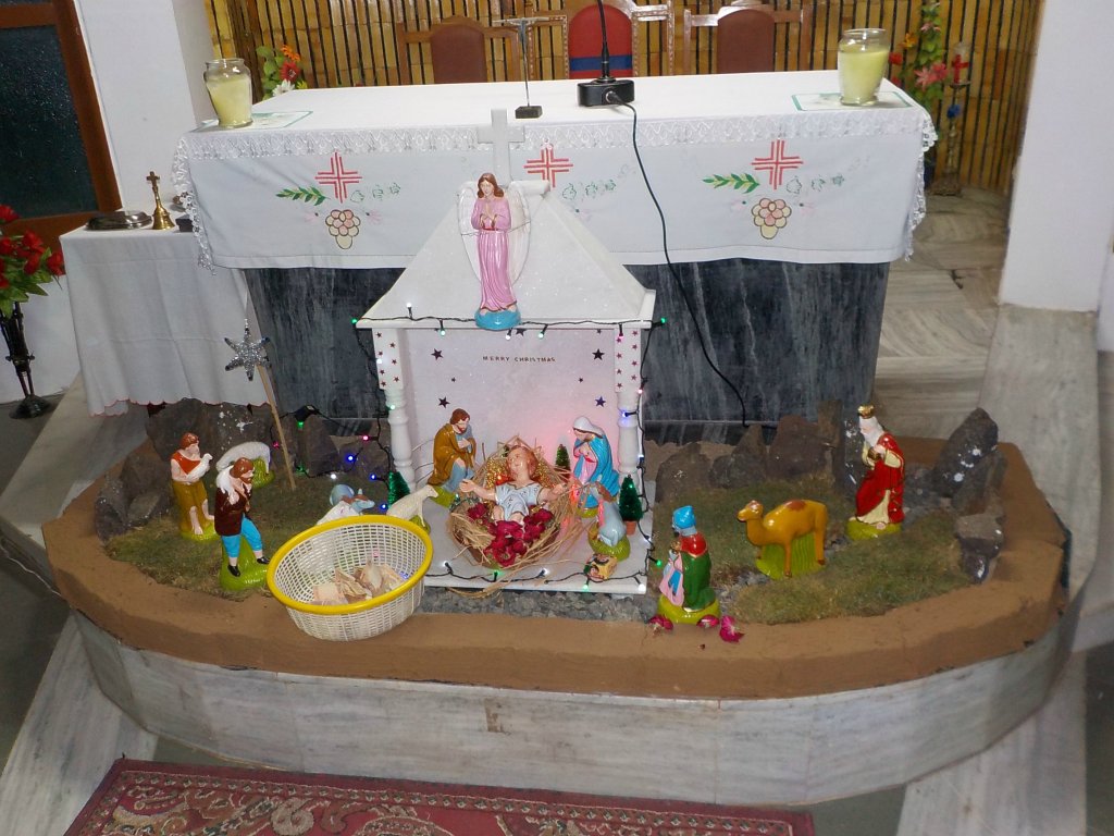 Shrine of Mother of the Forsaken, a Nativity play in front of the high altar